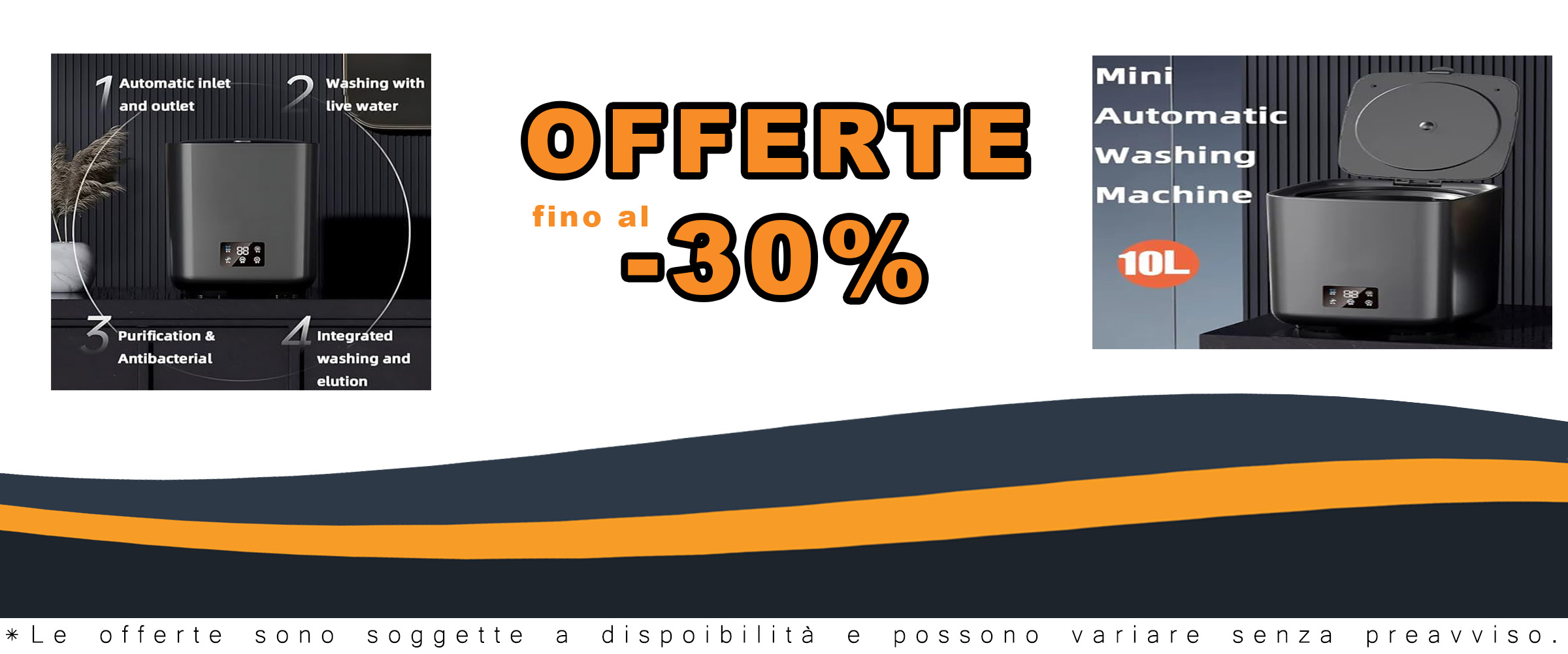 Mini lavatrice 4 in 1 da 10L con controllo touch LCD e tubo di scarico portatile