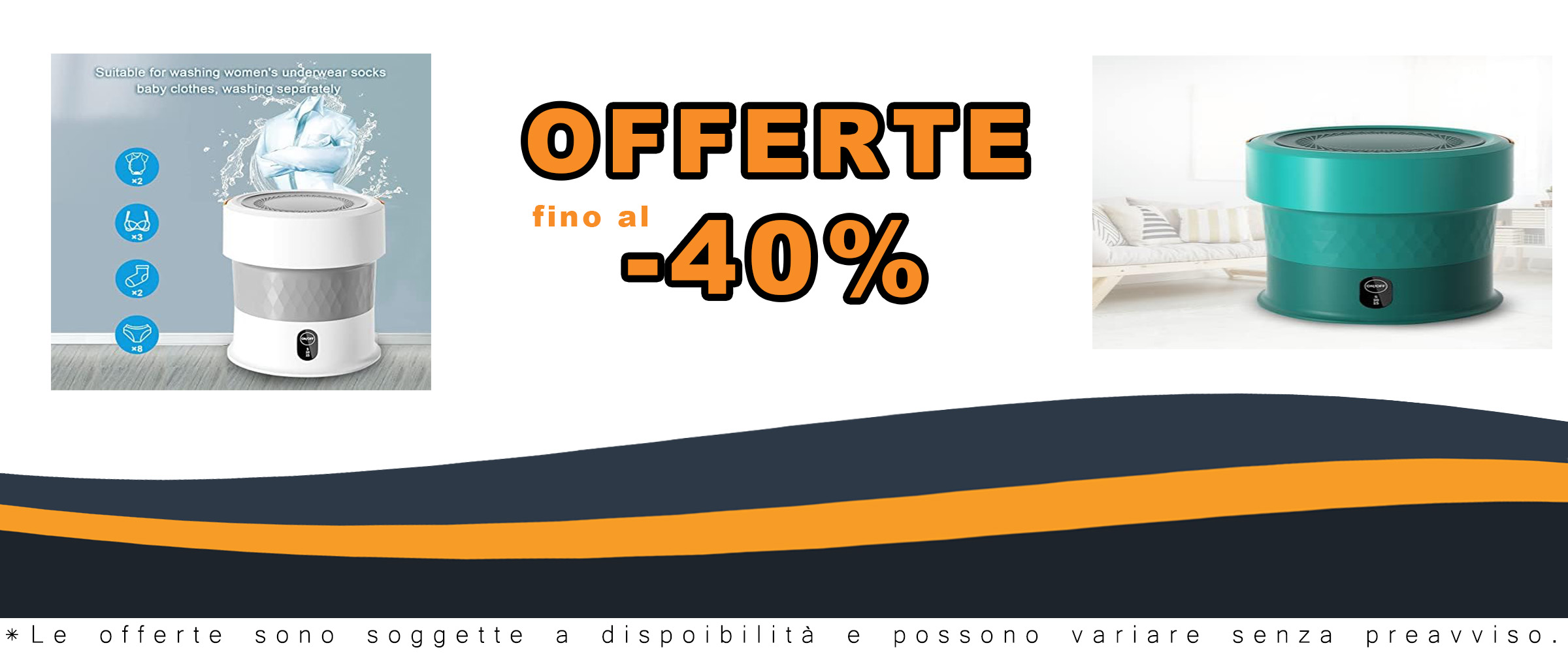 Lavatrice pieghevole per biancheria intima con funzione ozono, ideale per appartamenti e piccole cucine