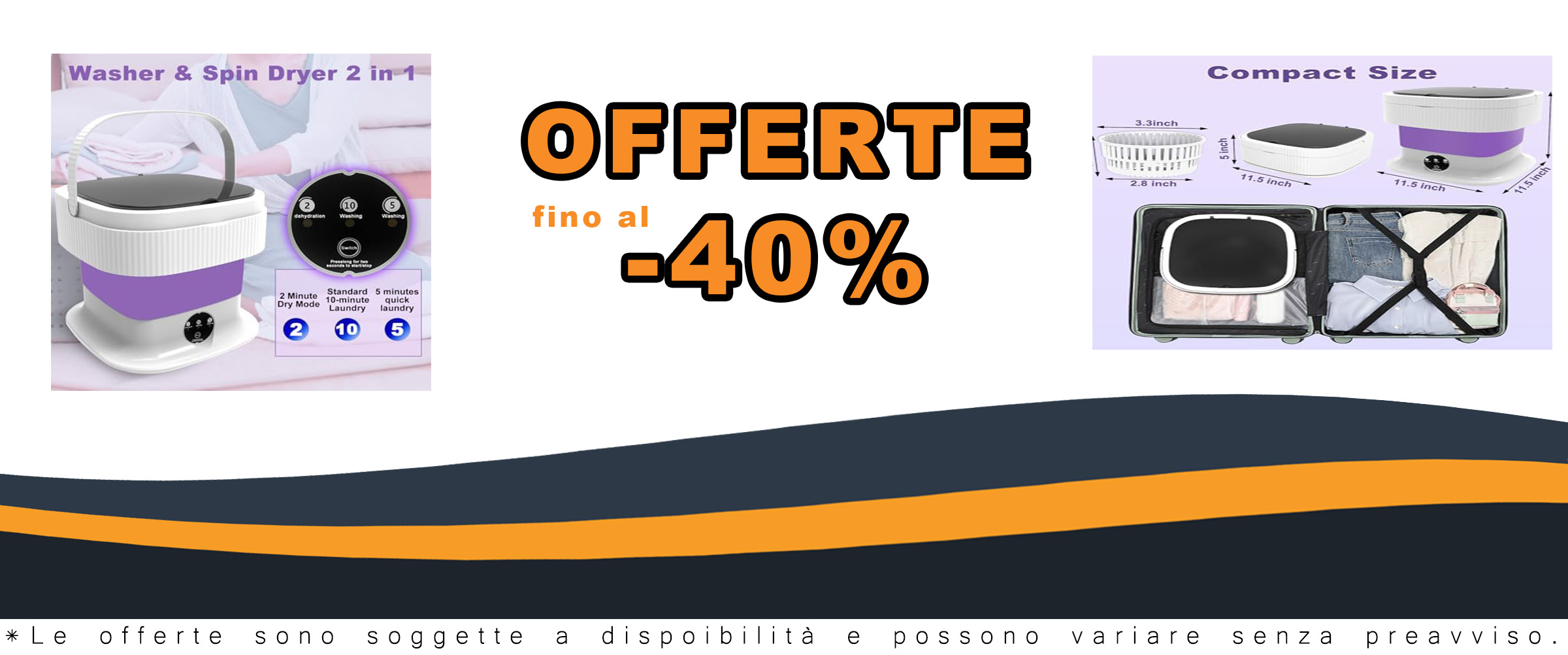Lavatrice portatile 12L ideale per vestiti per bambini, calzini e biancheria intima, compatta e pieghevole