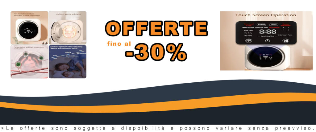 Lavatrice Levigationlu completamente automatica, compatta e funzionale, con display LED, modalità di lavaggio avanzate e asciugatrice portatile.
