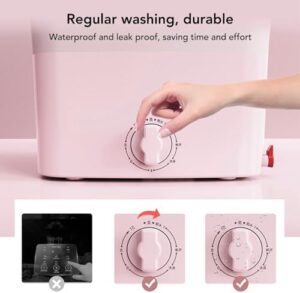 Lavatrice portatile pieghevole rosa per uso su balcone, compatta ed efficiente