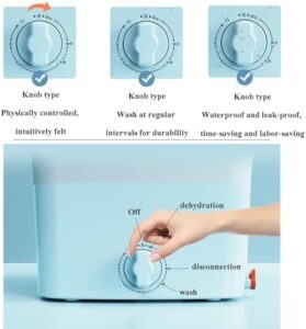 Lavatrice pieghevole portatile semiautomatica, ideale per biancheria intima e vestiti per bambini, colore blu.