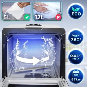 Duronic DW5 BK Lavastoviglie compatta con 7 programmi di lavaggio, ideale per piccole cucine e spazi ridotti  