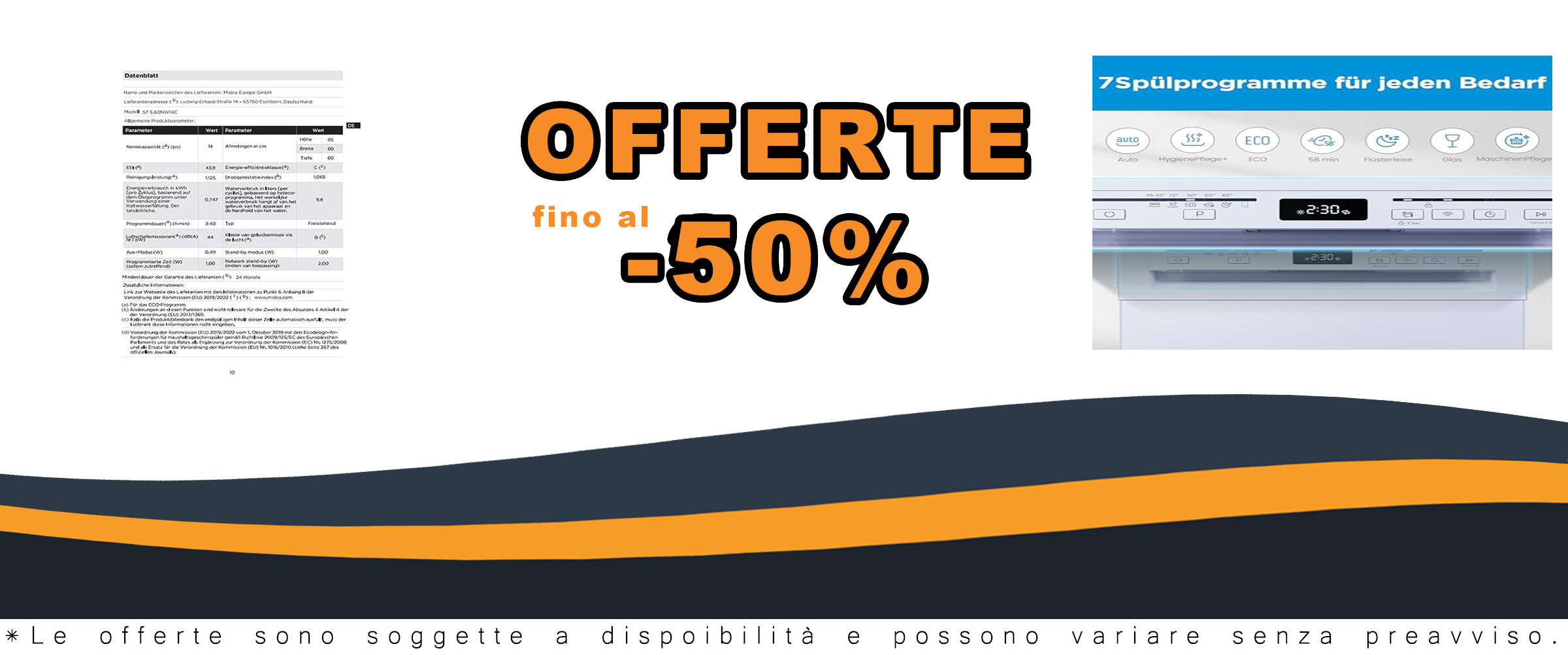 Lavastoviglie Midea SF 5.60NW14C con WiFi, 14 coperti, 7 programmi e apertura automatica della porta