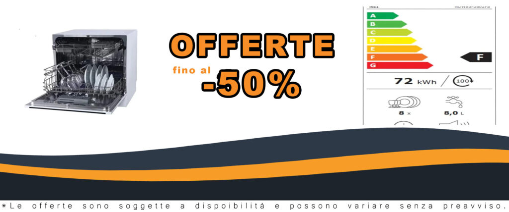 Lavastoviglie compatta NEI NDW8S-3802FS in colore argento con 8 set e 7 programmi di lavaggio
