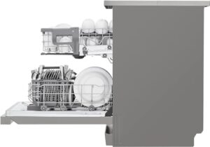Lavastoviglie LG QuadWash DF242FPS in grigio con 14 coperti, 4 bracci irroratori e tecnologia Wi-Fi