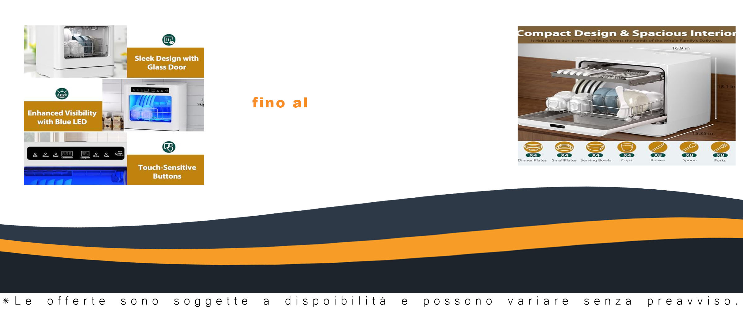 Lavastoviglie da tavolo compatta bianca, mini lavastoviglie con display LED e 5 programmi, perfetta per cucine, uffici e campeggi.