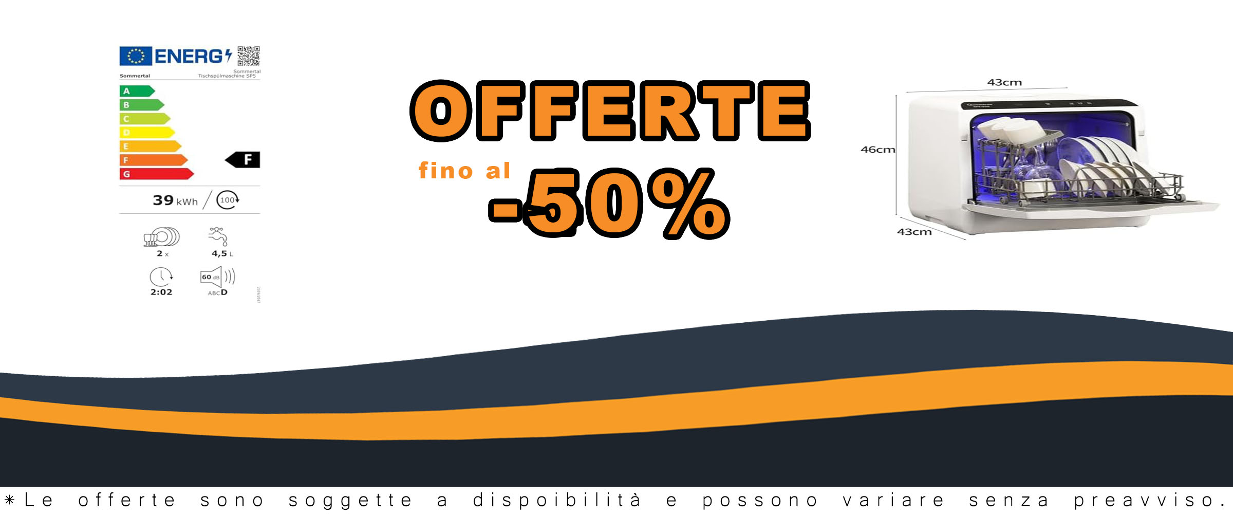 Sommertal Lavastoviglie da tavolo SP5 Dual con 6 programmi di lavaggio e copertura di pulizia a 360°, ideale per appartamenti e campeggio.