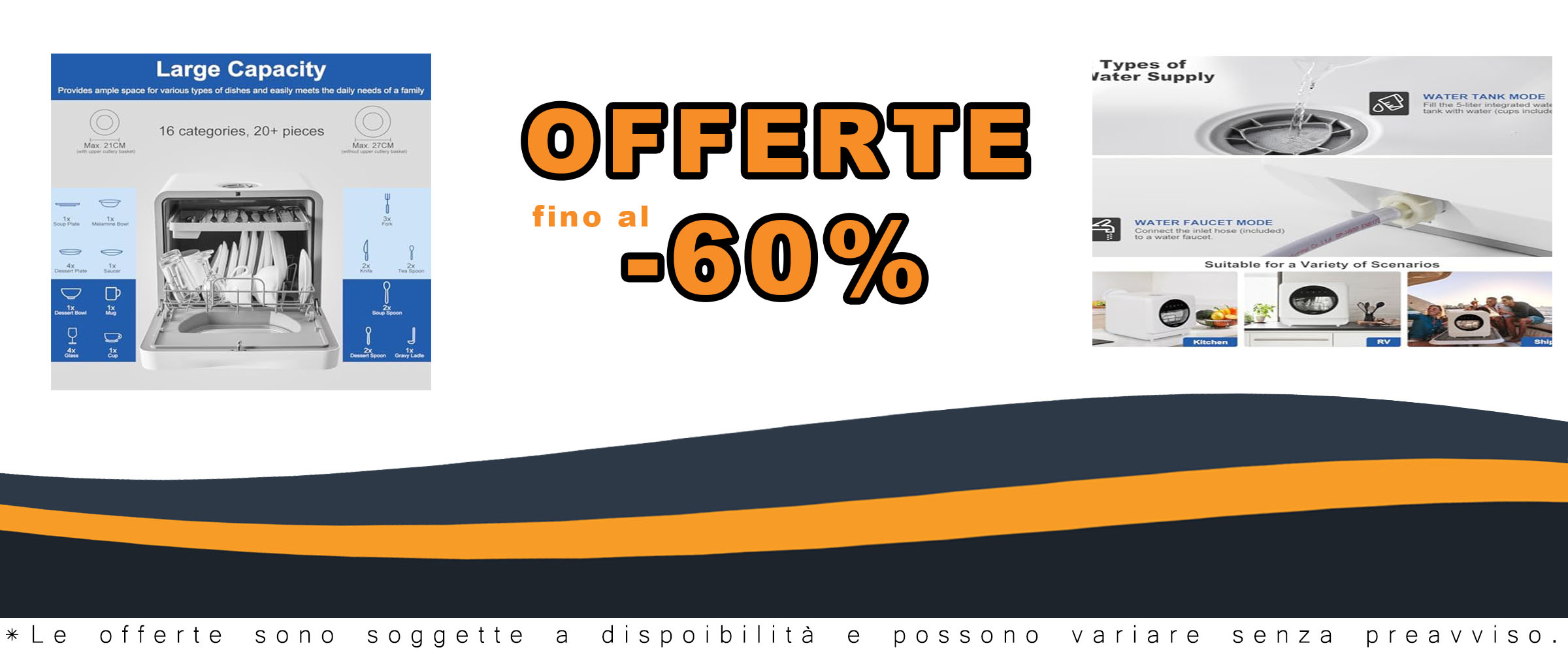 LMP Mini Tavolo Lavastoviglie Piccola, ideale per spazi ristretti e campeggio, con serbatoio da 5 litri
