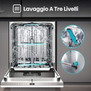 Lavastoviglie Hisense HV673B60 con WiFi, motore inverter, e capacità di 16 coperti