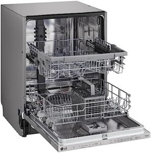 LG QuadWash DB242TX Lavastoviglie da Incasso a Scomparsa Totale con Wi-Fi, motore Inverter Direct Drive e design in acciaio.