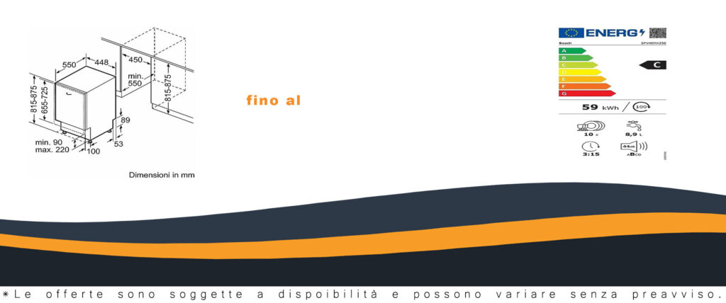 Bosch SPV4HMX49E lavastoviglie da incasso a scomparsa totale con tecnologia Home Connect, InfoLight e Diagnostica da remoto.