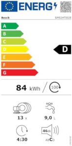 Lavastoviglie Bosch SMS2HTI02E Serie 2 in acciaio inox con funzionalità Home Connect, Diagnostica da remoto e Assistente al lavaggio.