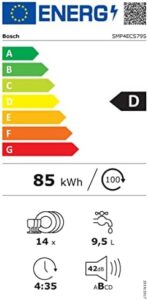 Bosch SMP4ECS79S Serie 4, lavastoviglie da incasso in acciaio inox, design elegante con funzionalità Home Connect e Extra Clean Zone