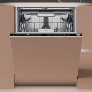 Lavastoviglie da incasso Hotpoint H7I HP42 LO in colore nero, elegante e funzionale, con grande capacità di carico