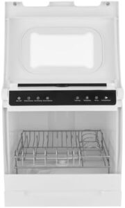 Mini lavastoviglie da tavolo, perfetta per appartamenti e camper, con 4 programmi e controllo touch.