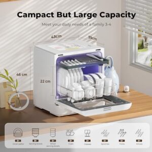 IsEasy Lavastoviglie da tavolo, mini lavastoviglie con 5 programmi, pulizia a 360°, asciugatura ad aria calda, ideale per piccole cucine