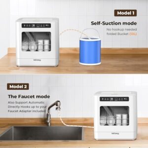 IsEasy Lavastoviglie da tavolo, mini lavastoviglie con 5 programmi, pulizia a 360°, asciugatura ad aria calda, ideale per piccole cucine