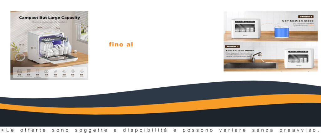 IsEasy Lavastoviglie da tavolo, mini lavastoviglie con 5 programmi, pulizia a 360°, asciugatura ad aria calda, ideale per piccole cucine