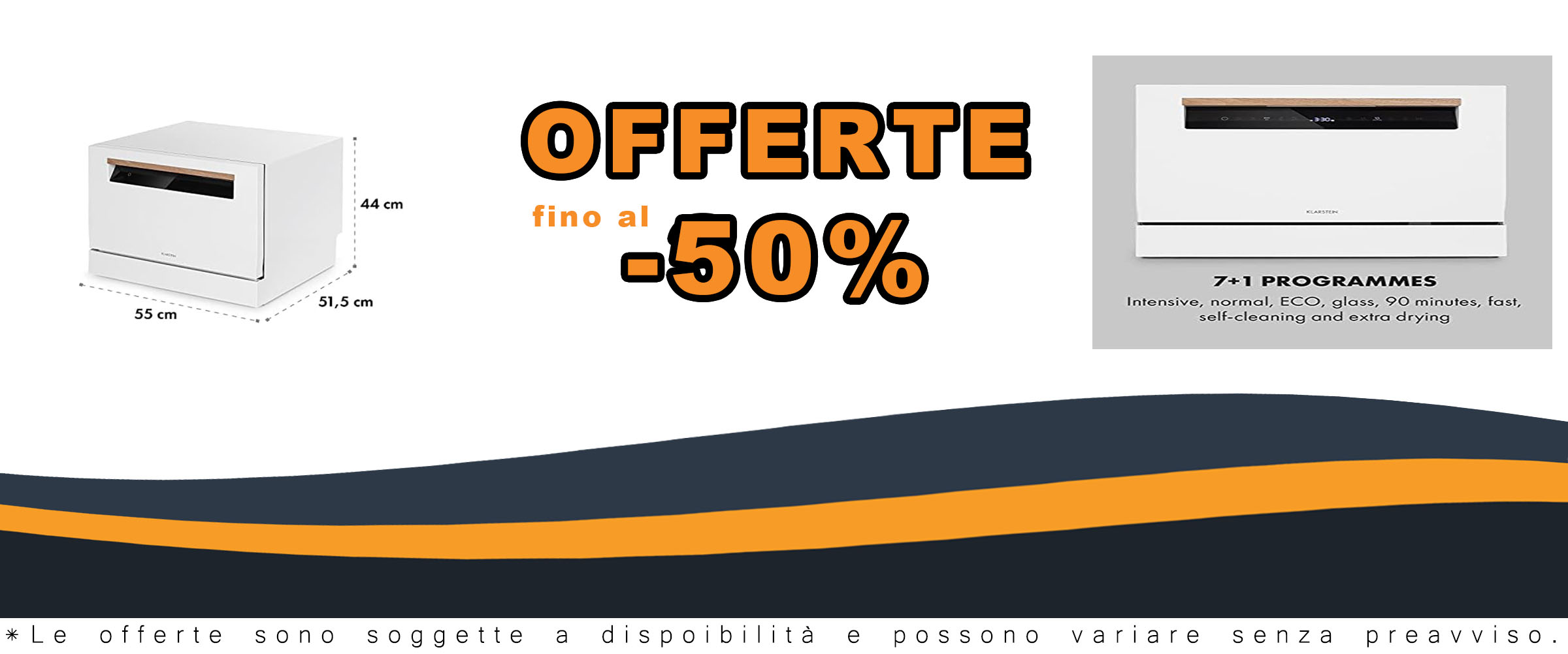 Klarstein Lagoona Mini Lavastoviglie in nero, con pannello touch e design compatto