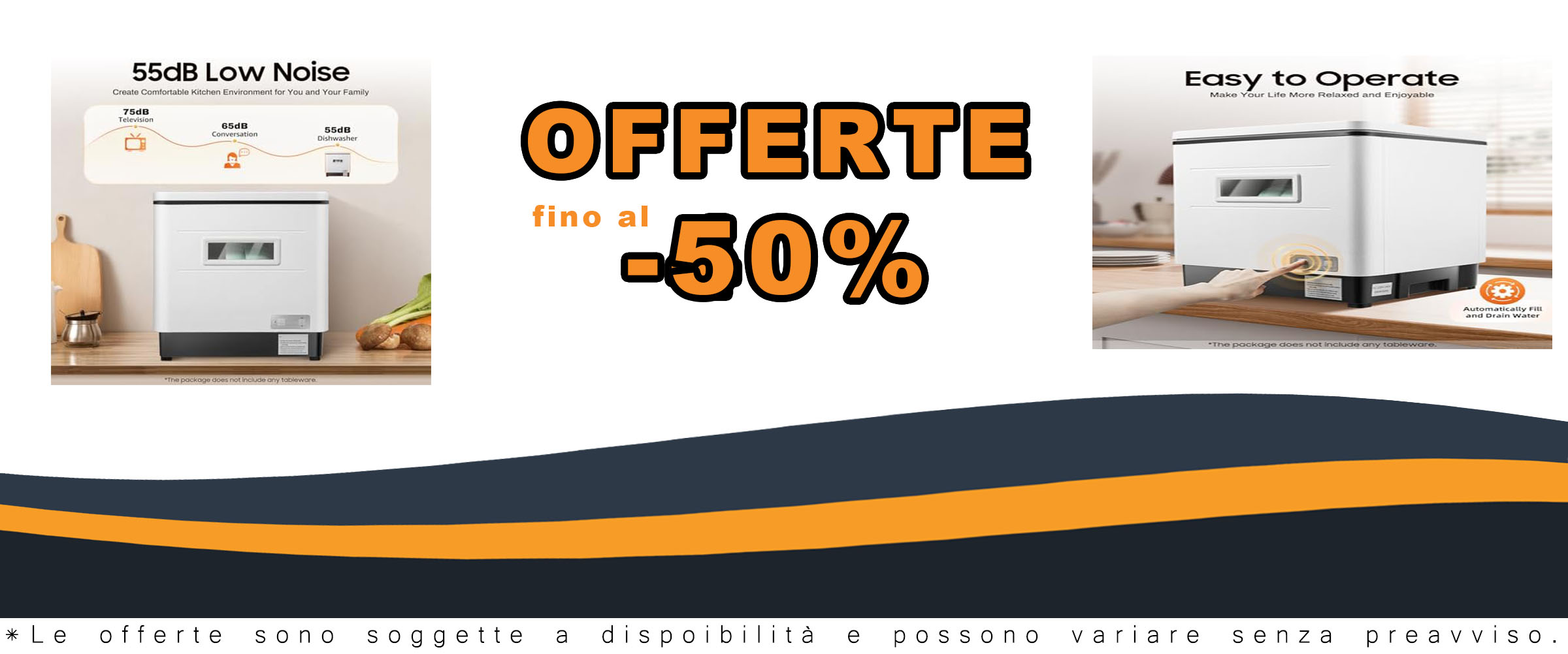 Lavastoviglie da tavolo in acciaio inox, ideale per piccole cucine, con funzionamento automatico e design salvaspazio.
