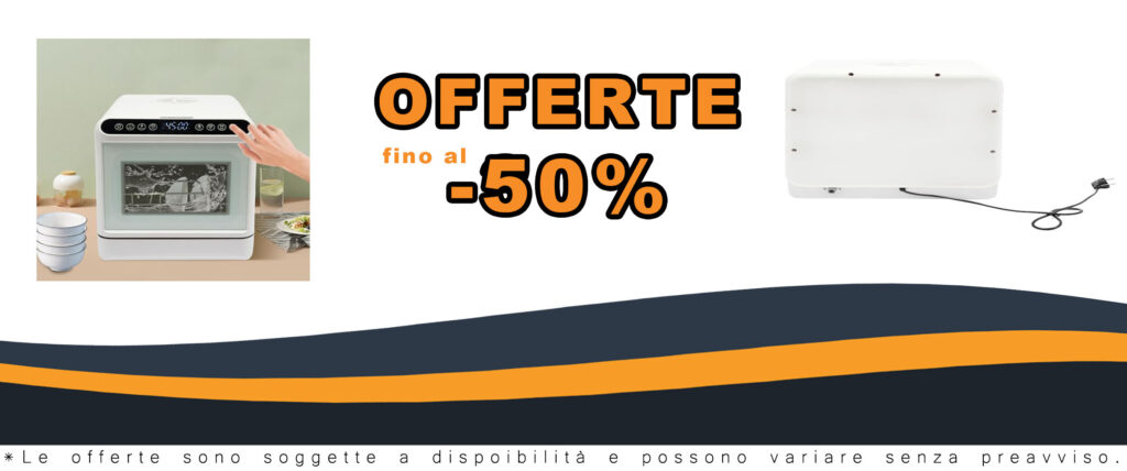 Mini lavastoviglie a 360° in funzione con design compatto e serbatoio dell'acqua integrato
