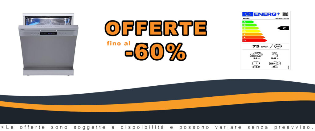 Midea Lavastoviglie Libera Installazione MFD60S230X-IT con 14 coperti, avvio ritardato, 9 programmi
