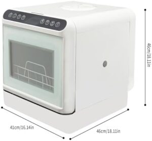 Mini lavastoviglie da tavolo con 4 modalità di lavaggio, luce LED integrata e spray a 360° per una pulizia profonda.