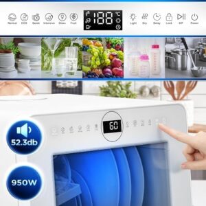 Duronic DW5 WE mini lavastoviglie, ideale per piccole cucine con 7 programmi automatici, design compatto e potenza di 950W