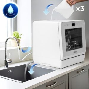 Duronic DW5 WE mini lavastoviglie, ideale per piccole cucine con 7 programmi automatici, design compatto e potenza di 950W
