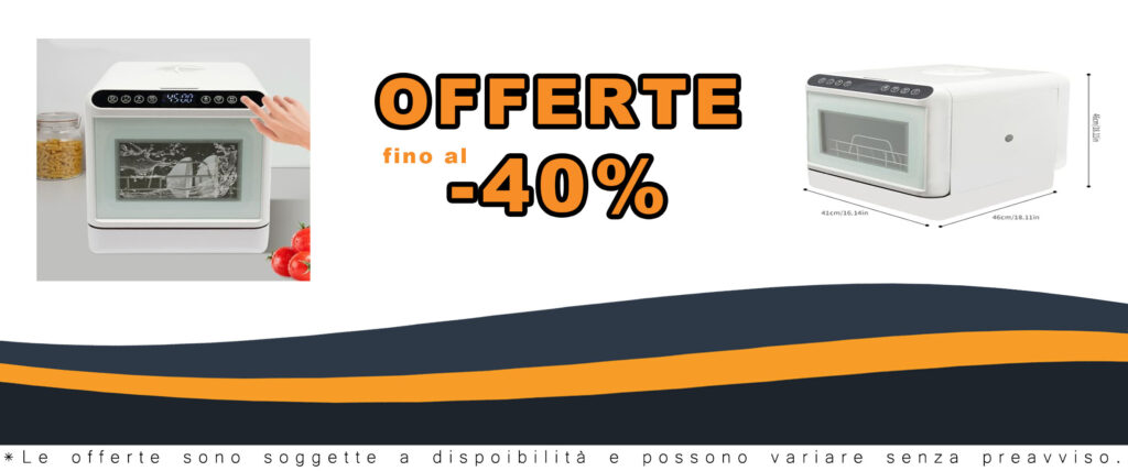 Lavastoviglie da tavolo compatta, ideale per famiglie da 4 a 6 persone, con capacità di pulizia e asciugatura eccellente.