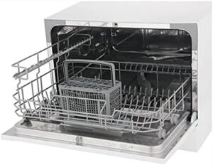 Lavastoviglie Electrolux ESF2400OS compatta grigia, con una capacità di 6 coperti e 52 decibel di rumore, ideale per piccoli appartamenti.