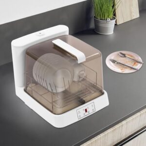 Lavastoviglie portatile compatta, ideale per piccoli spazi come appartamenti e camper, con capacità di 4-5 set e consumo di soli 6 litri di acqua per ciclo.