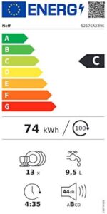 Lavastoviglie NEFF S257EAX39E con funzione Home Connect, Time Light e Open Dry