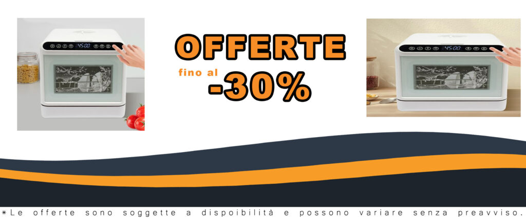 Lavastoviglie portatile compatta, mini lavastoviglie bianca 41 x 46 x 46 cm, perfetta per piccoli spazi e risparmio energetico.