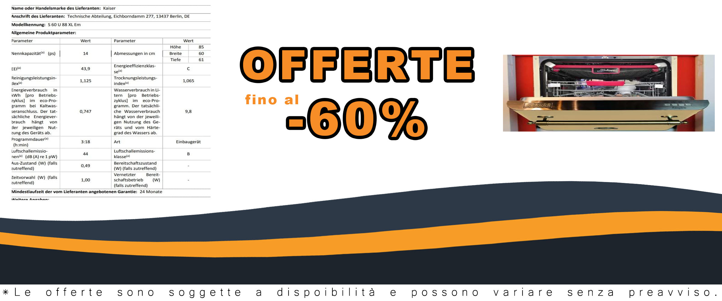 Kaiser Empire S60 U 88XL ElfEm Lavastoviglie da Incasso 60 cm installata in cucina