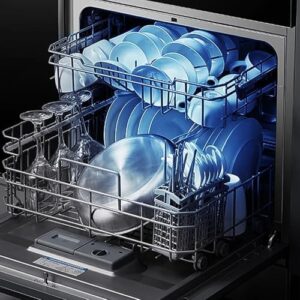 Lavastoviglie da incasso 3 in 1 con lavello integrato, grande capacità, display digitale e controllo touch, perfetta per attività commerciali e hotel.