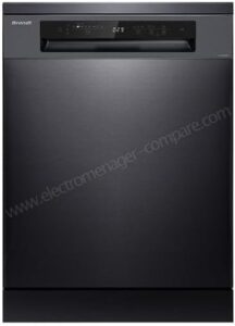 Lavastoviglie Brandt BCF422DQD in nero con 14 coperti, motore inverter e 42 dB di rumorosità.