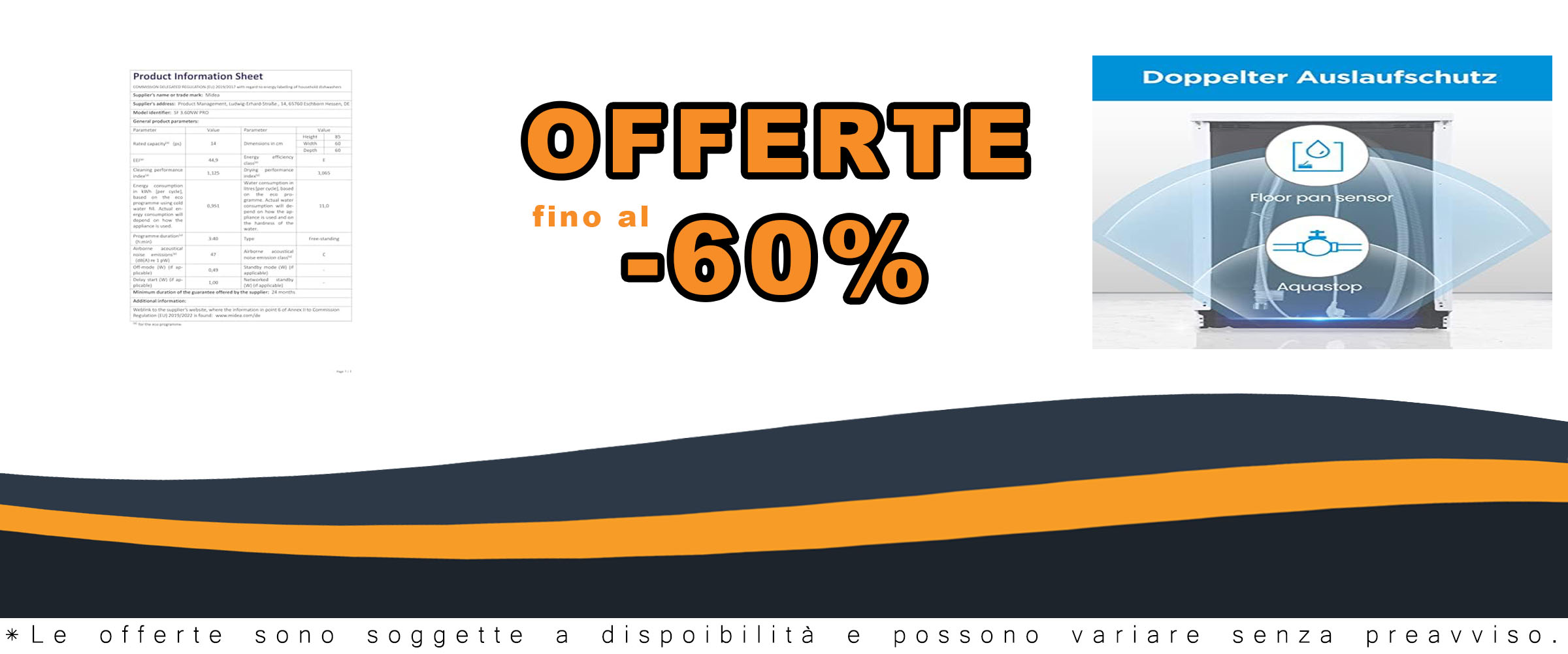 Midea SF 3.60NW PRO Lavastoviglie autoportante con Wi-Fi e 5 modalità di pulizia
