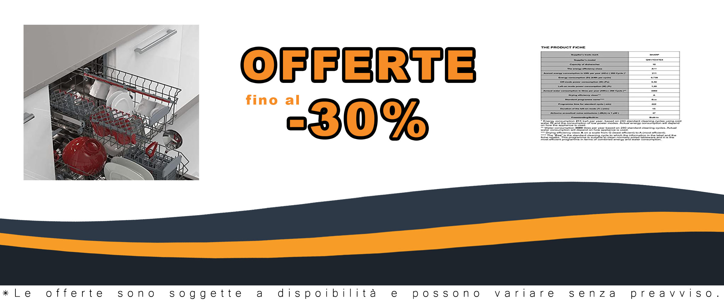 Lavastoviglie Sharp 45cm 10 coperti 47db completamente integrata qwi1gi47ex in una cucina moderna, silenziosa e compatta
