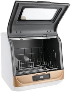 Lavastoviglie da tavolo compatta con controllo touch e 3 modalità di pulizia, perfetta per appartamenti e dormitori.