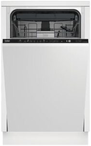 BEKO BDIS38040A - Lavastoviglie integrabile 45 cm, vista frontale del prodotto con il terzo vassoio in evidenza