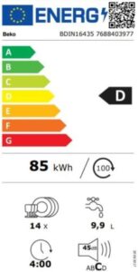 BEKO Lavastoviglie tutto integrabile 60 cm BDIN16435 con 14 coperti, 6 programmi e 45 db di silenziosità