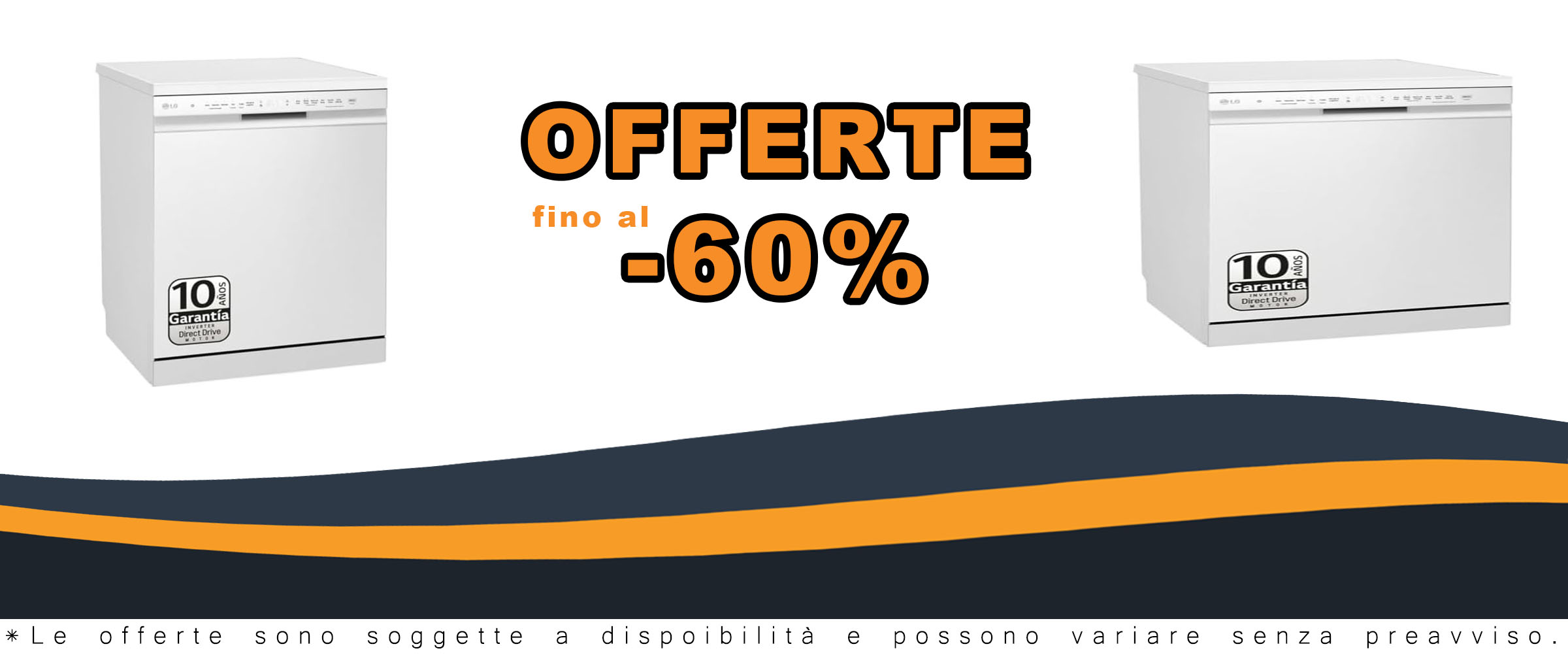 LG Lavastoviglie DF243FW Bianco 60 cm in funzionamento, vista frontale con piatti puliti