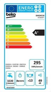 BEKO DIN24C10, lavastoviglie compatta, design moderno, alta efficienza energetica, classe A+, silenziosa e conveniente