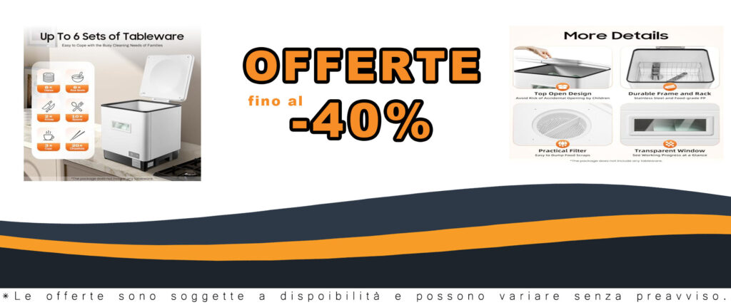 800 W Lavastoviglie Compatto 6 Posate, ideale per cucine piccole e moderne, con funzioni di disinfezione e stoccaggio.