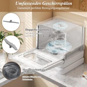 YEHTOKHOME Mini lavastoviglie portatile con display digitale, braccio di spruzzo 360° e capacità di 5,7L