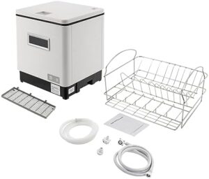 Mini lavastoviglie portatile in acciaio inox, ideale per piccole cucine con 6 programmi di lavaggio e temperatura fino a 70°C