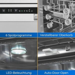 Lavastoviglie Exquisit GSP6312-030D argento, con Auto Door Open e 12 coperti