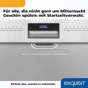 Exquisit Lavastoviglie da Incasso EGSP9614-EB-030B inox con luce da pavimento e sistema Aquastop